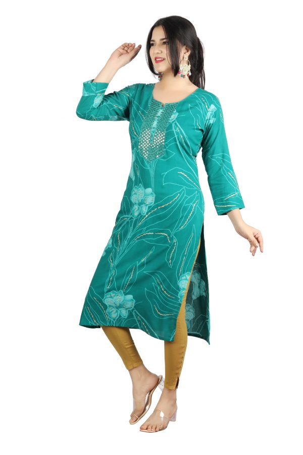 Women Reyon Radical Red Kurti - Image 3